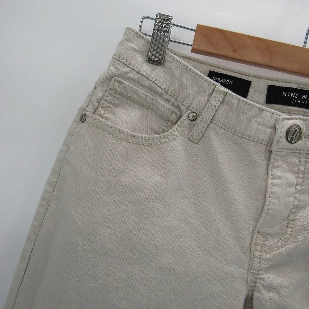 Beige Straight Leg Jeans 8/29 Nine West Mid Rise Stretch Embellished Pockets‎
